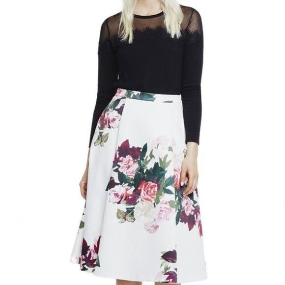 Vince Camuto Floral Print Midi Skirt - Picture 2 of 7